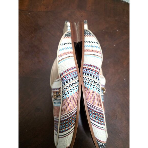 Sam Edelman Women's Clog Multicolor Textile Slip-On Loafers Gold Buckle Detail S - Picture 6 of 10